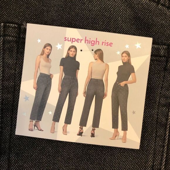 NWT SIMPLE SOCIETY Super High Rise Straight Studded Jeans Size 7/28 - Picture 7 of 16